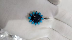 Turquoise Silver Pave Diamond Pendant