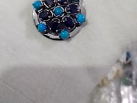 Turquoise Stone Silver Diamond Pendant