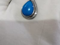 Turquoise Stone Silver Diamond Pendant