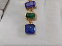 Tanzanite Silver Diamond Pendant With Emerald Stone