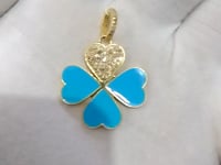 925 Sterling Silver Enamel Diamond Four-Leaf Clover Pendant