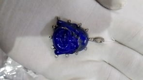 Laughing Buddha Silver Diamond Pendant With Lapis lazuli Stone