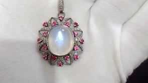 Oval Silver Diamond Pendant