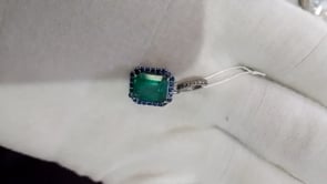 Emerald Silver Diamond Pendant