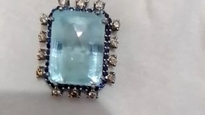 Aqua Rectangle Shape Silver Diamond Pendant