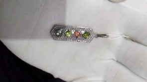 Tourmaline Stone Silver Diamond Pendant
