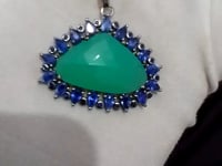 Chrysoprase & Kyanite Silver Pendant