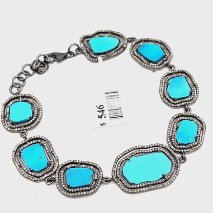 Sliced Tourquise Diamond Designer Bracelet