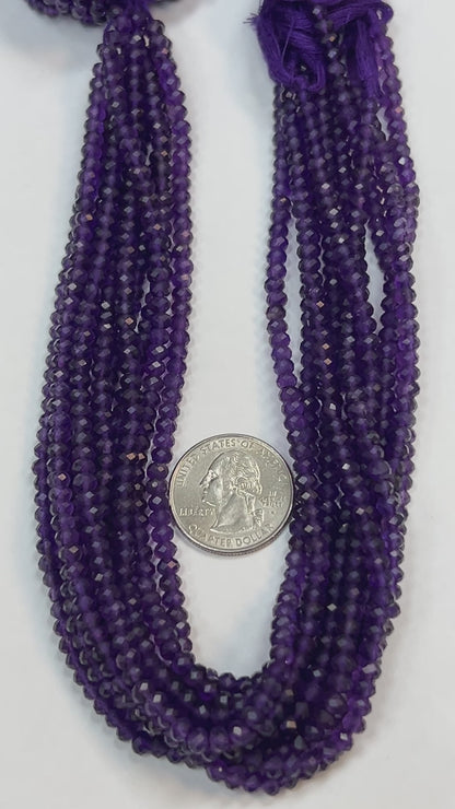 Amethyst Natural Faceted Roundelle 3-4mm