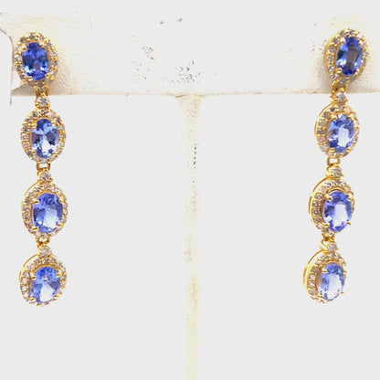 Tanzanite 14k Solid Gold Diamond Earring.14k Solid Gold Diamond Earring..