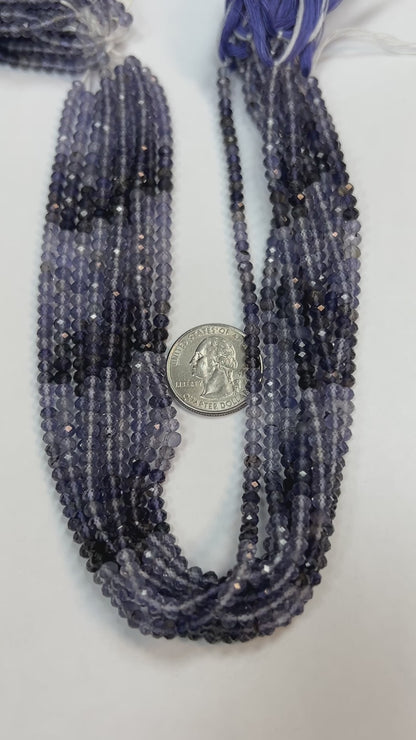 Iolite Natural Faceted Roundelle 3-4mm