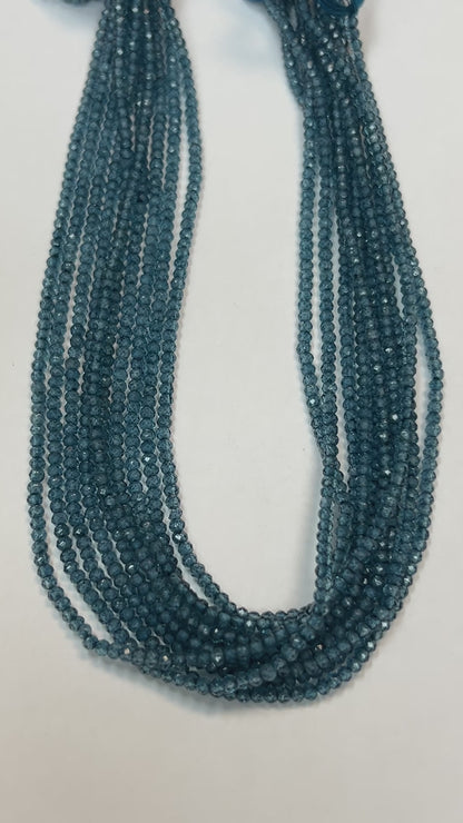 Quartz, LONDON BLUE COATED QUARTZ  ROUND FACETED 3-4MM