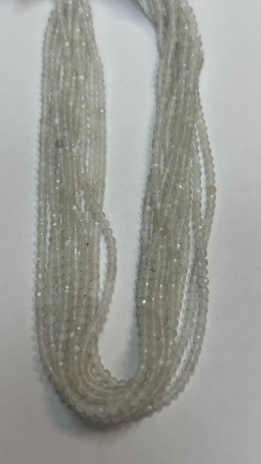Moonstone White Round Faceted 3-4mm