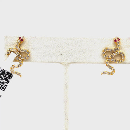 Snake 14k Solid Gold Diamond Stud Earring.14k Solid Gold Diamond Earring..