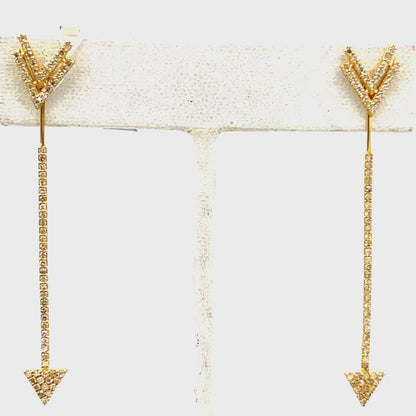 Arrow 14k Solid Gold Diamond Earring