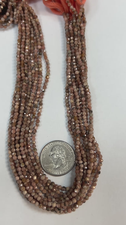 Rhodochrosite Natural Faceted Round 3-4mm