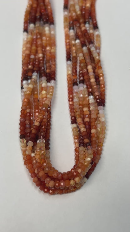 Opal, Fire Opal Faceted Round 3-4mm