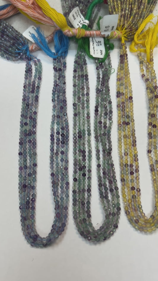 FLOURITE ROUND FACETED 3-4MM