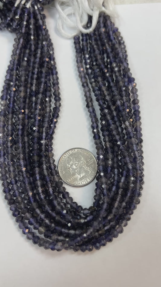 Iolite Natural Faceted Roundelle 3-4mm