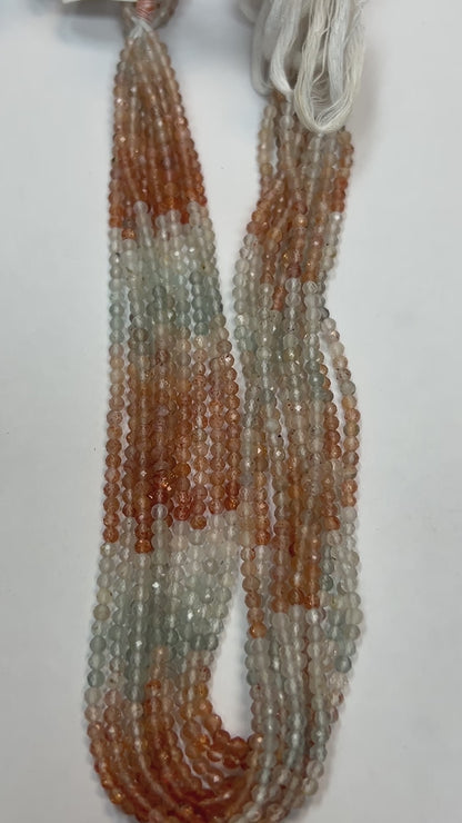 SUNSTONE, MULTI SUNSTONE ROUND FACETED 3-4MM