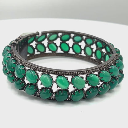 Green Onex Diamond Bangle