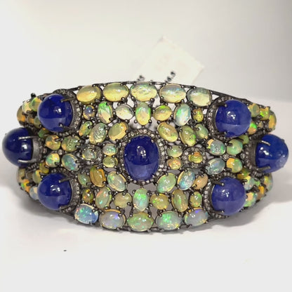 Opal Tanzanite Diamond Bangle