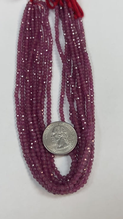 Ruby Glassfilled Faceted Round 3-4mm
