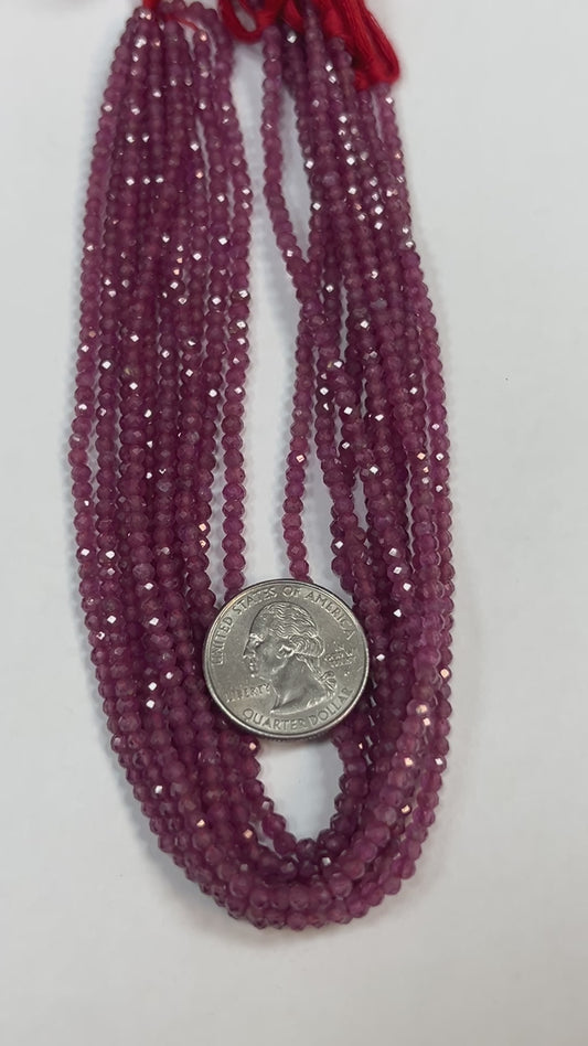 Ruby Glassfilled Faceted Round 3-4mm