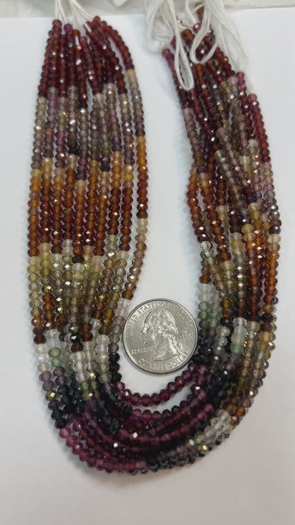 Sapphire, Multi Tundra Sapphire Faceted Roundelle 3-4mm