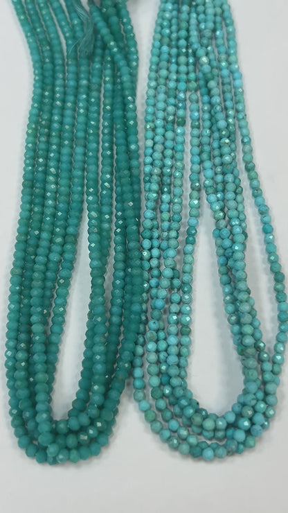 TURQUOISE BEADS ROUND FACETED 3-4MM