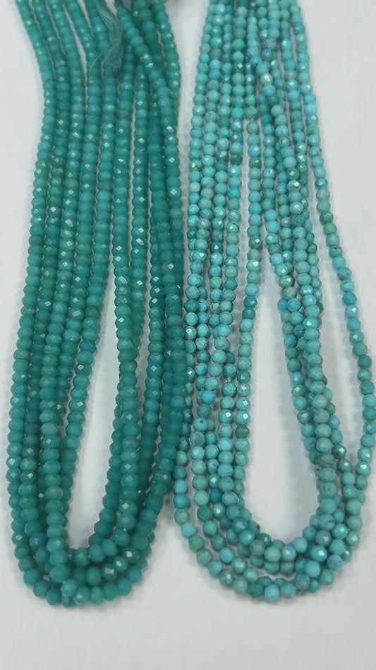 TURQUOISE BEADS ROUND FACETED 3-4MM