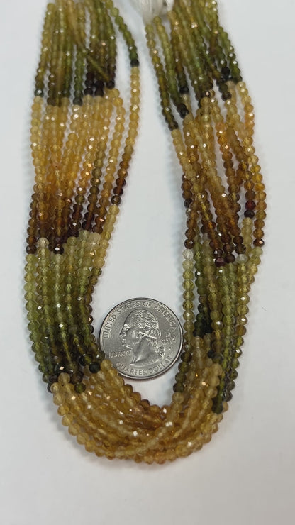 Tourmaline, Yellow Tourmaline Multi Faceted Round 3mm