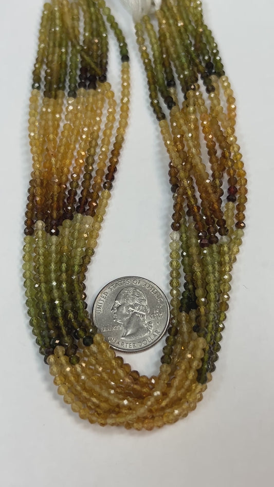 Tourmaline, Yellow Tourmaline Multi Faceted Round 3mm