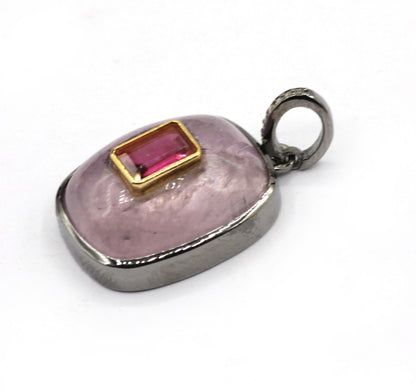 Rectangle Silver Pave Diamond Pendant