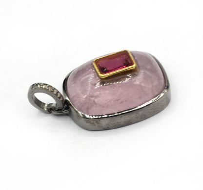 Rectangle Silver Pave Diamond Pendant