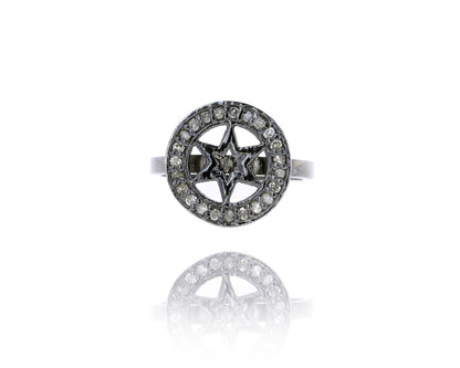 Diamond and Silver Black Rhodium Finish Ring