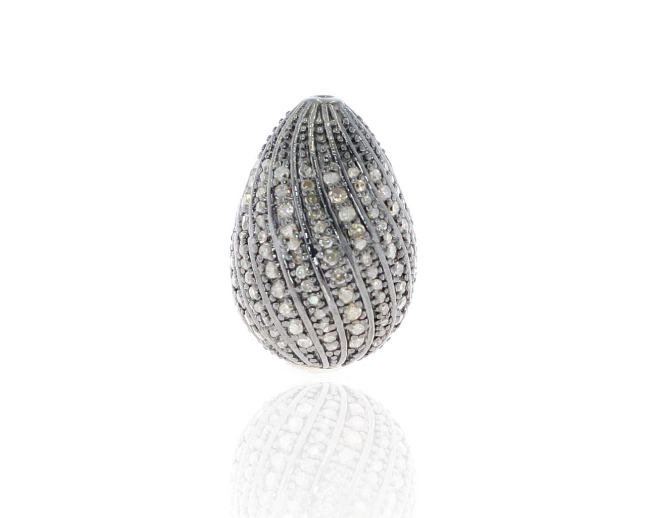 Drop Shape Silver pave diamond Beads