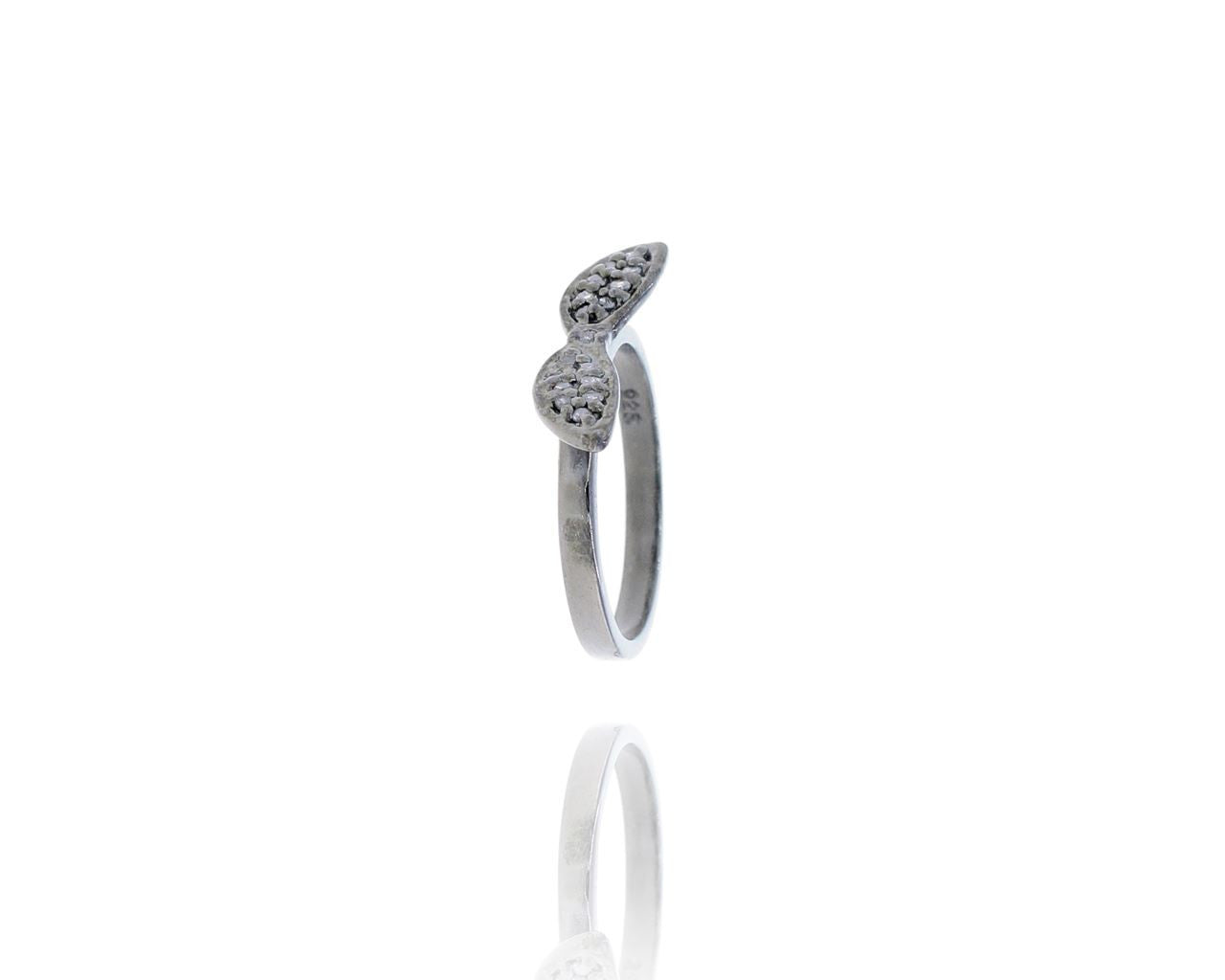 Diamond and Silver Black Rhodium Finish Ring