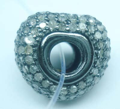 Silver and Diamond Pave PAVE BEADS