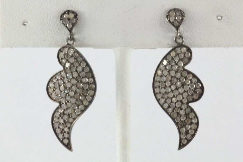 Silver and Diamond Pave EARRINGS