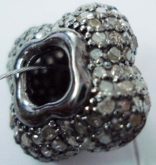 Silver and Diamond Pave  PAVE BEADS