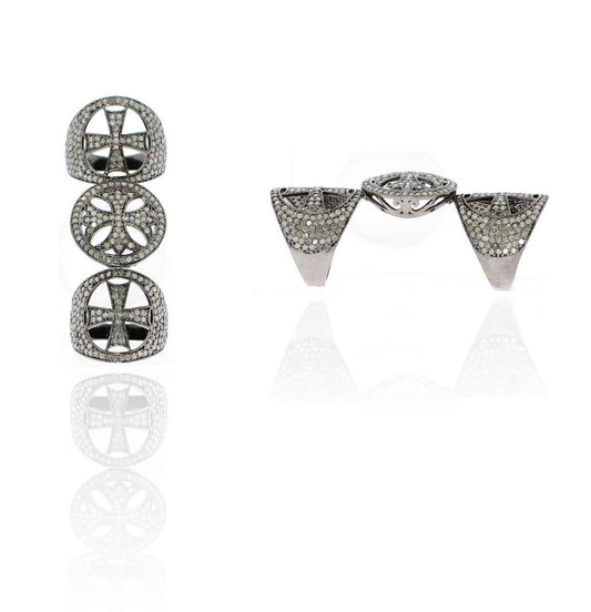 Diamond and Silver Black Rhodium Finish Rings