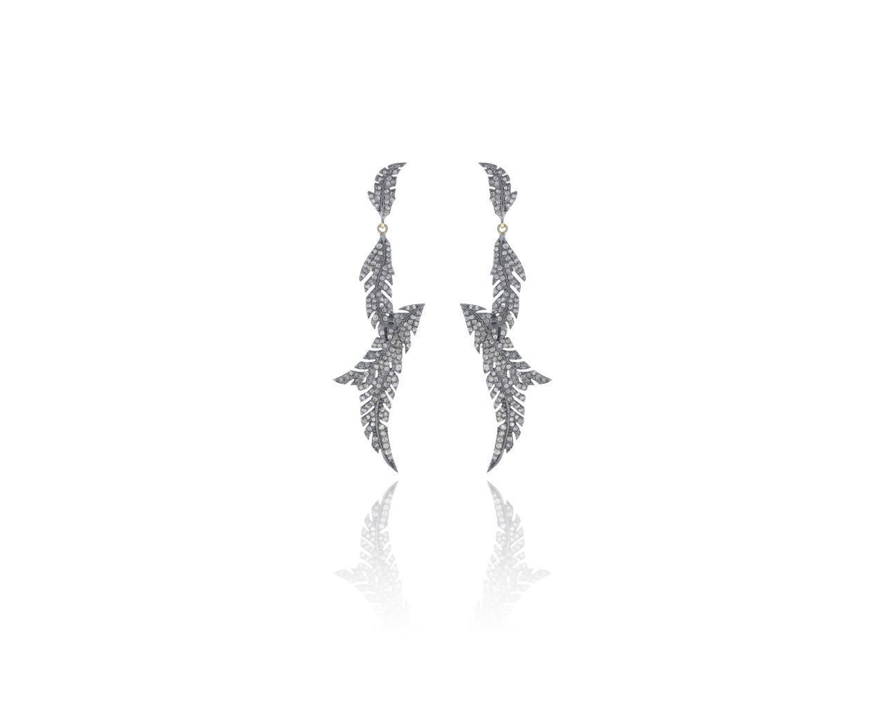 Diamond and Silver Black Rhodium Finish Earring