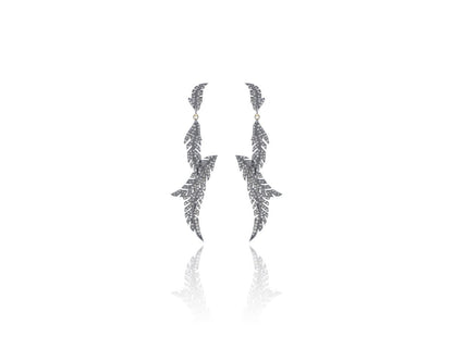 Diamond and Silver Black Rhodium Finish Earring