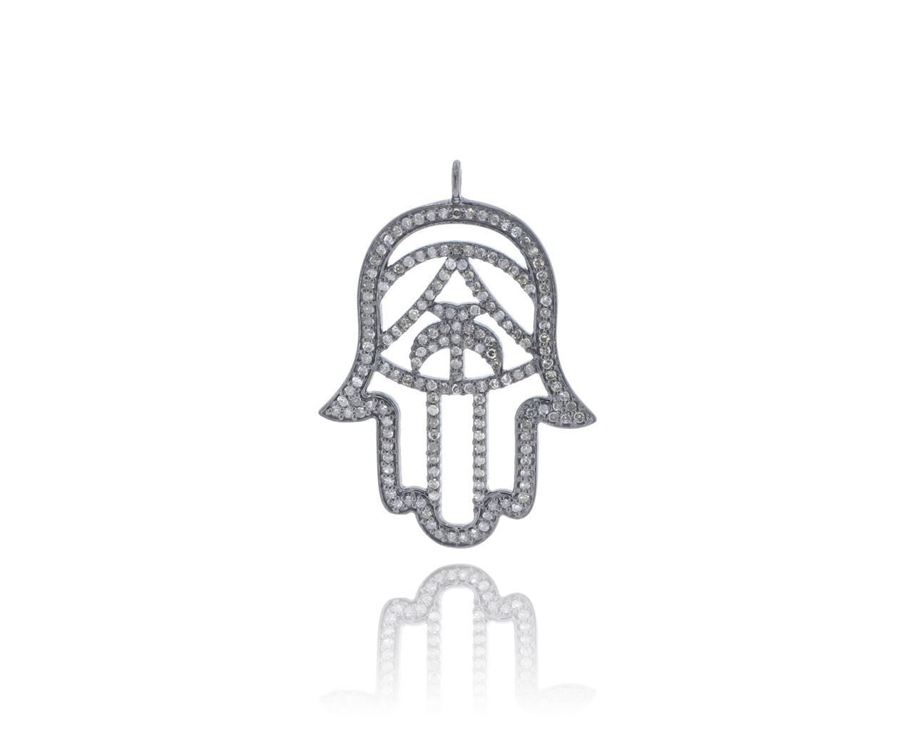 Hamsa Hand Silver and Diamond Pave  PENDANT & CHARMS