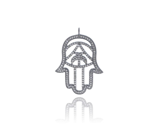 Hamsa Hand Silver and Diamond Pave  PENDANT & CHARMS