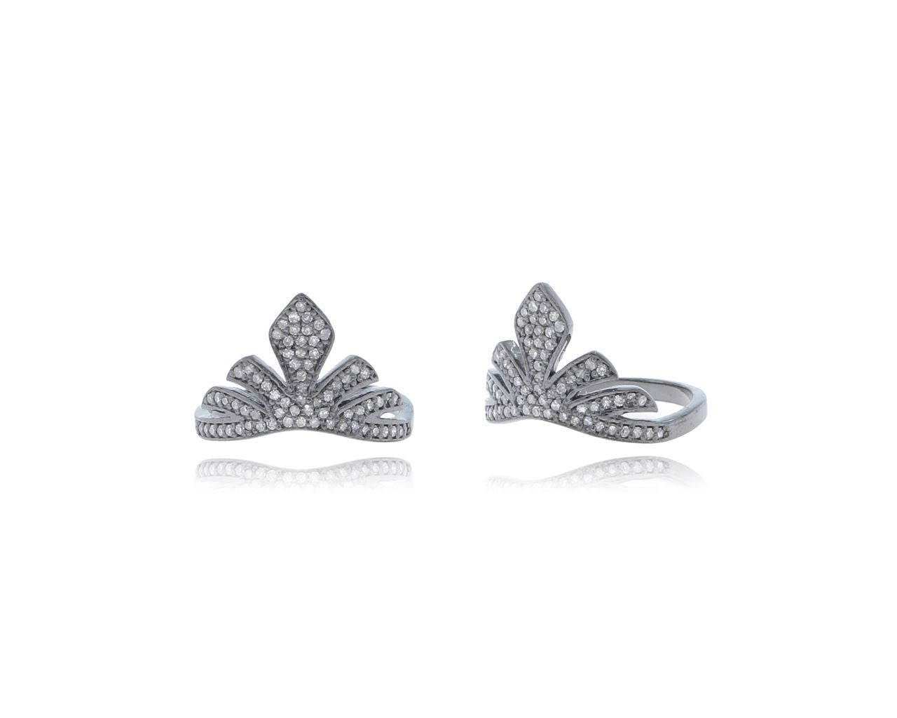 Diamond and Silver Black Rhodium Finish Rings