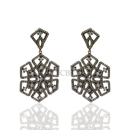 Diamond and White Rainbow Moon Stone Silver Earrings