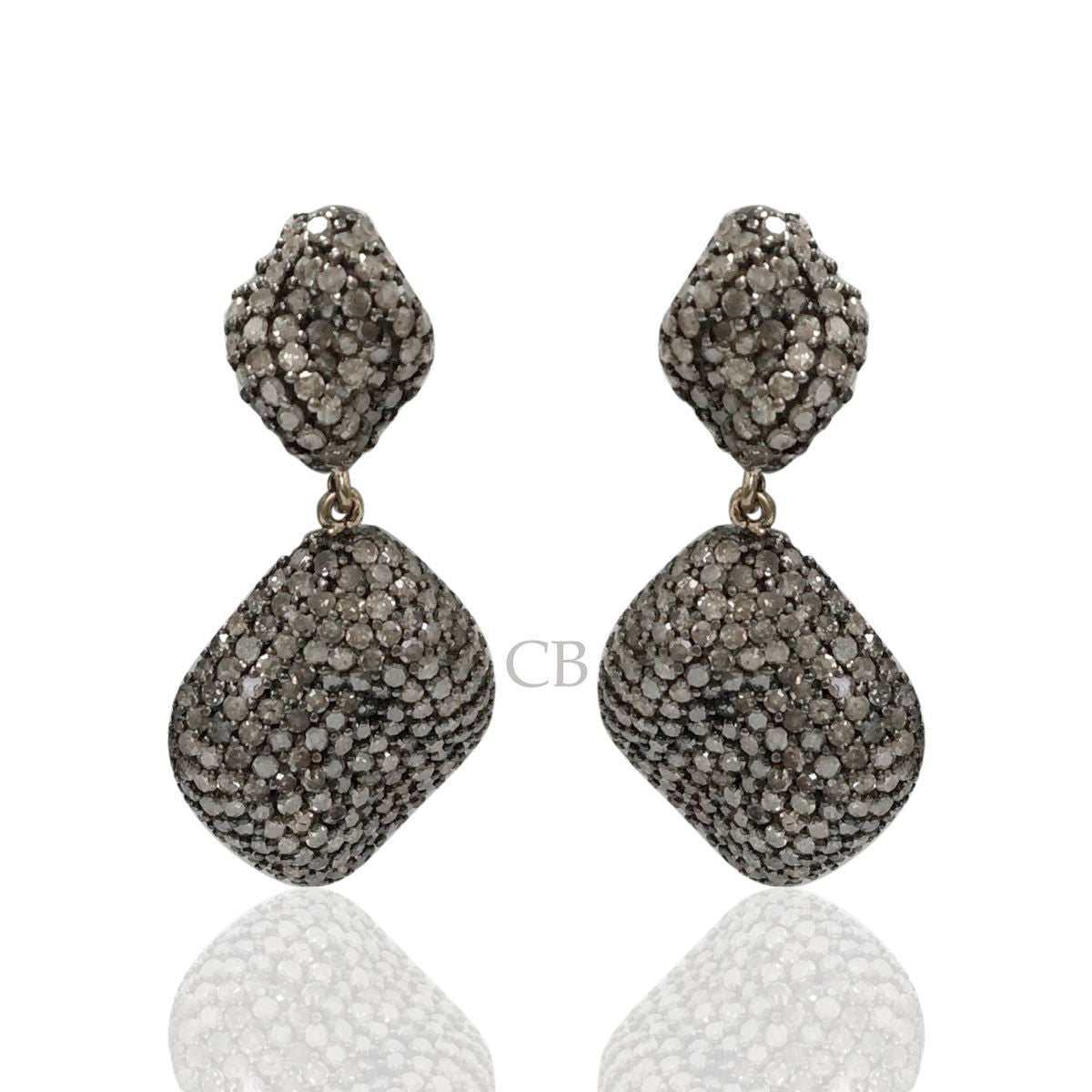 Diamond and Silver White Rainbow Moonstone Earring