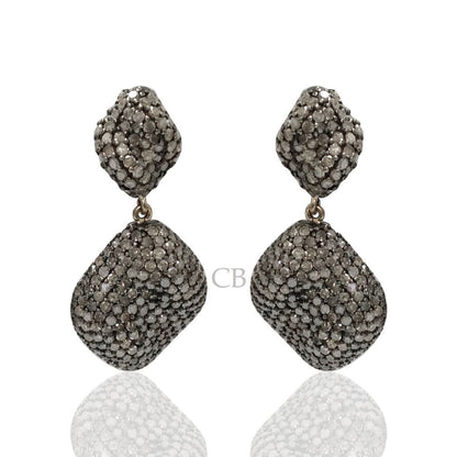 Diamond and Silver White Rainbow Moonstone Earring